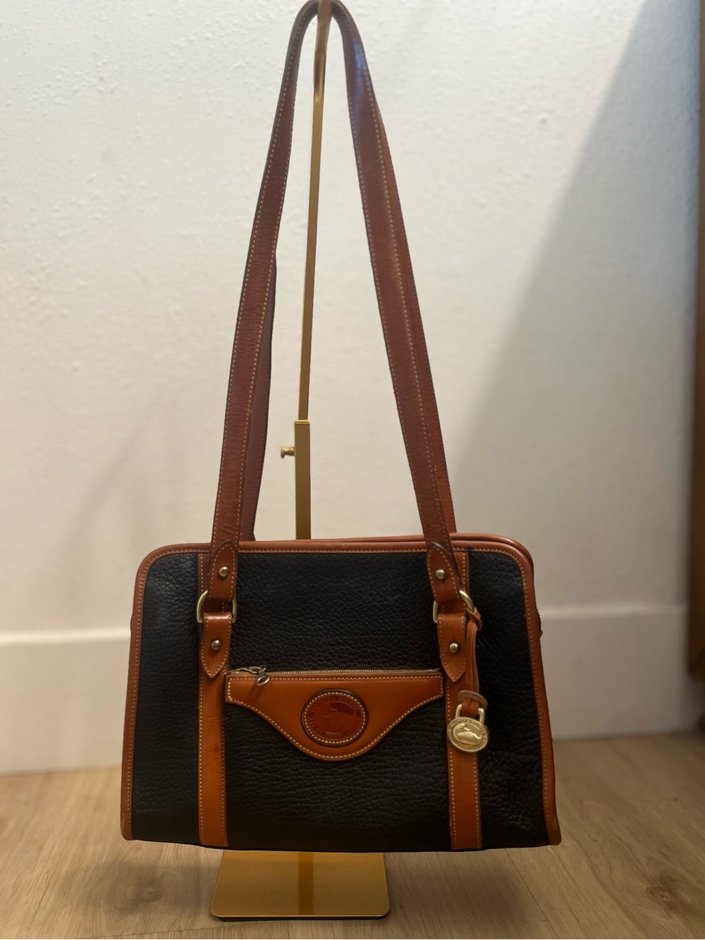 Dooney & Bourke Black and Brown Leather Shoulder Bag